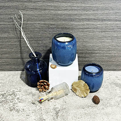 Blue Hues Fantasy Clay Pot Candle